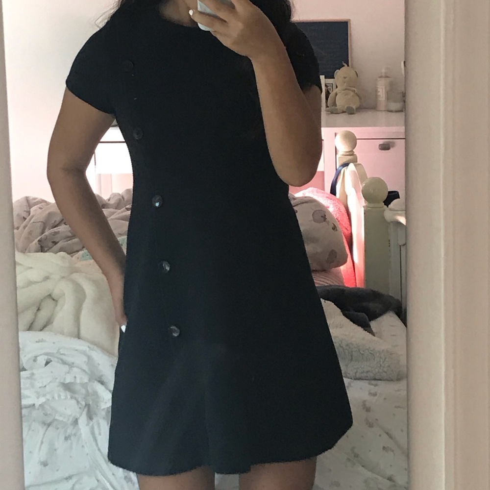 The CUTEST Navy Blue Buttoned Dress